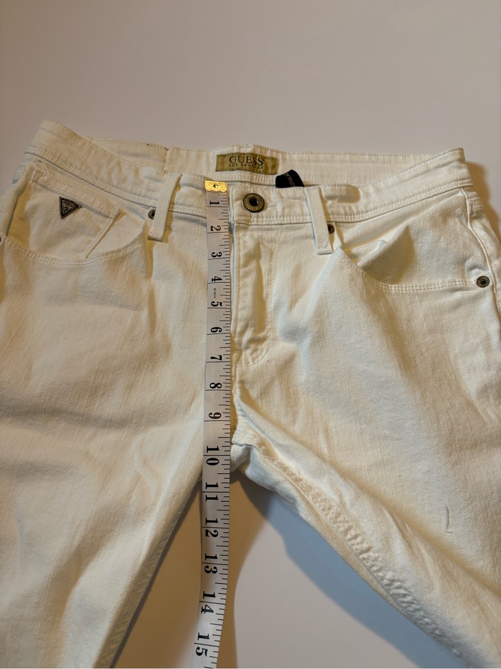 GUESS Men’s White Skinny Fit Denim Jeans Slim Tapered Leg, Sz 32, like new. - Picture 10 of 12